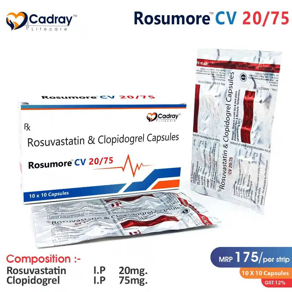Rosuvastatin 20mg + Clopidogrel 75mg | Cardiac Segment | Best Price for PCD Pharma Franchise